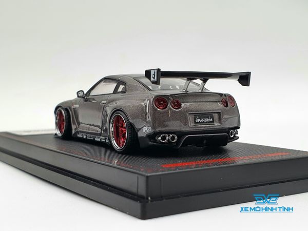 Xe Mô Hình Nissan Pandem R35 GT-R Gun Metallic 1:64 Ignition Model ( Xám Bánh Đỏ )