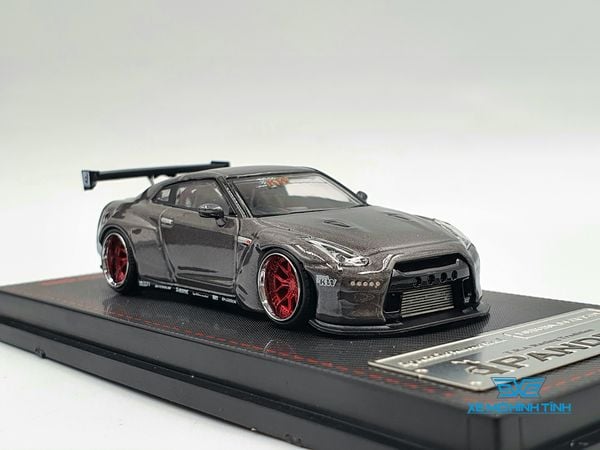 Xe Mô Hình Nissan Pandem R35 GT-R Gun Metallic 1:64 Ignition Model ( Xám Bánh Đỏ )