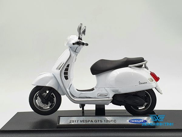 Xe Mô Hình 2017 VESPA GTS 125CC 1:18 Welly ( Trắng )