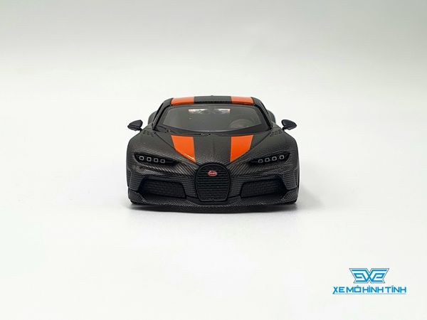 Xe Mô Hình Bugatti Chiron Super Sport 300+ World Record 304.773 mph LHD 1:64 MiniGT (đen sọc cam )