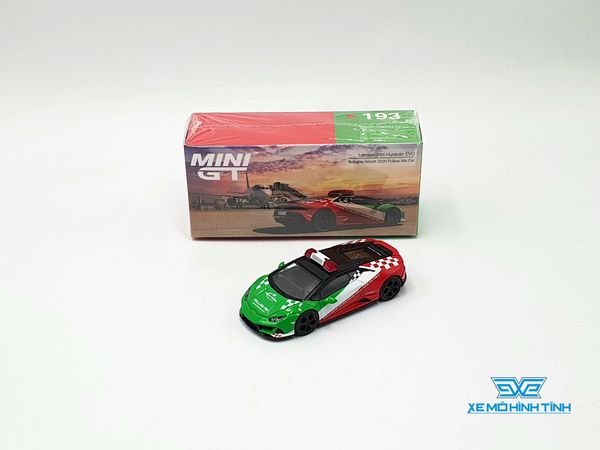 Xe Mô Hình Lamborghini Huracan EVO Bologna Airport 2020 Follow- Me Car China LHD 1:64 MiniGT ( đỏ xanh )