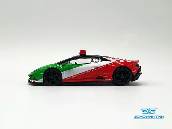 Xe Mô Hình Lamborghini Huracan EVO Bologna Airport 2020 Follow- Me Car China LHD 1:64 MiniGT ( đỏ xanh )