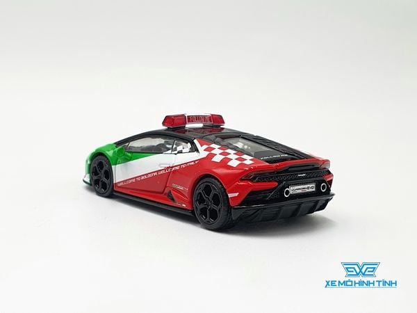 Xe Mô Hình Lamborghini Huracan EVO Bologna Airport 2020 Follow- Me Car China LHD 1:64 MiniGT ( đỏ xanh )