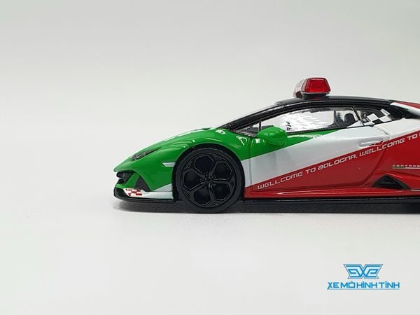 Xe Mô Hình Lamborghini Huracan EVO Bologna Airport 2020 Follow- Me Car China LHD  1:64 MiniGT ( Xanh Lá - Trắng - Đỏ )