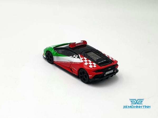 Xe Mô Hình Lamborghini Huracan EVO Bologna Airport 2020 Follow- Me Car China LHD 1:64 MiniGT ( đỏ xanh )