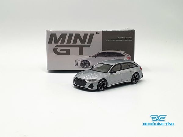 Xe Mô Hình Audi RS 6 Avant Carbon Black Edition Florett Silver LHD 1:64 MiniGT ( trắng )