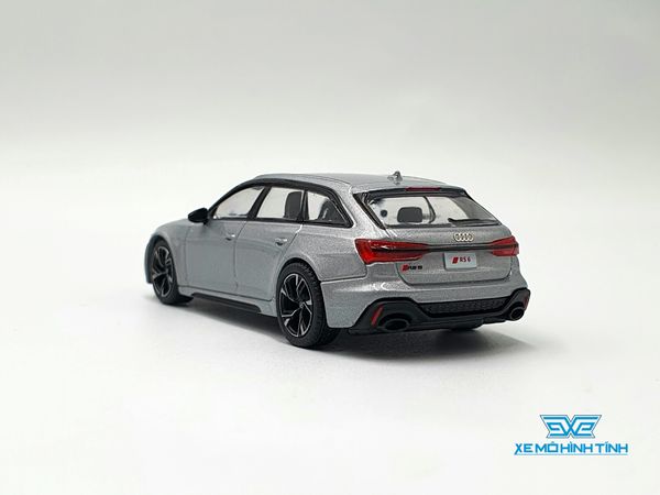 Xe Mô Hình Audi RS 6 Avant Carbon Black Edition Florett Silver LHD 1:64 MiniGT ( trắng )