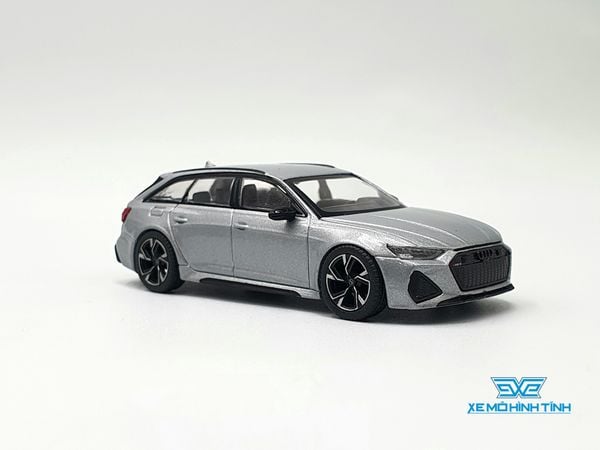 Xe Mô Hình Audi RS 6 Avant Carbon Black Edition Florett Silver LHD 1:64 MiniGT ( trắng )