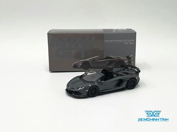 Xe Mô Hình Lamborghini Aventador SVJ Roadster Grigio Telesto LHD 1:64 Minigt ( Đen )