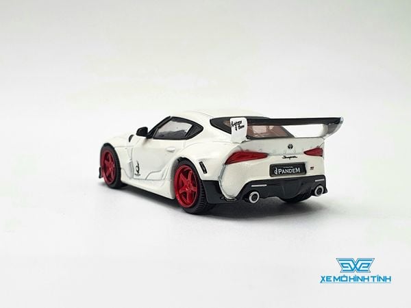 Xe Mô Hình Pandem Toyota GR Supra V1.0 Pearl White LHD 1:64 MiniGT ( Trắng Mâm Đỏ )