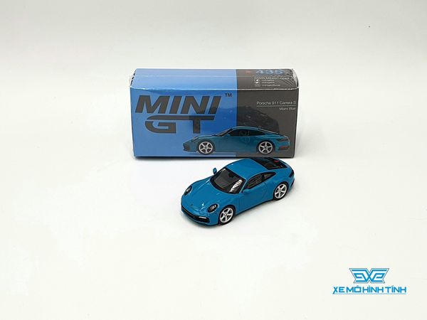 Xe Mô Hình Porsche 911 (992) Carrera S Miami Blue LHD 1:64 Minigt ( Xanh Ngọc )