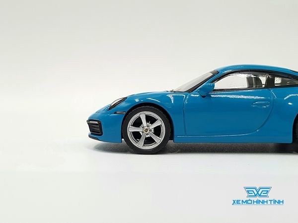 Xe Mô Hình Porsche 911 (992) Carrera S Miami Blue LHD 1:64 Minigt ( Xanh Ngọc )