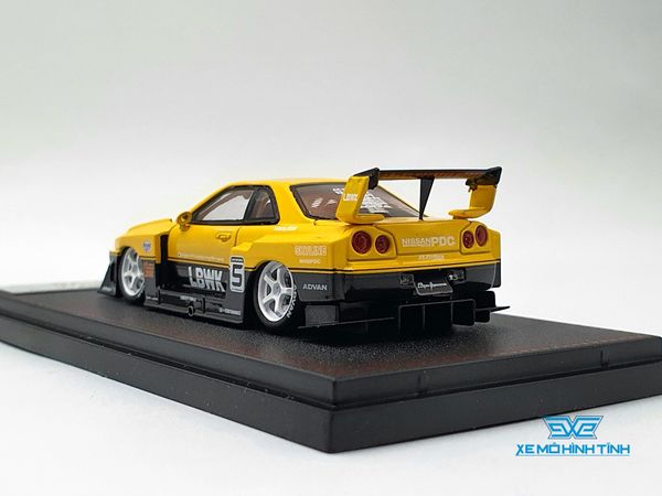 Xe Mô Hình Nissan Openable LBWK GTR ER34, Yellow #5 1:64 Street Weapon ( Vàng )