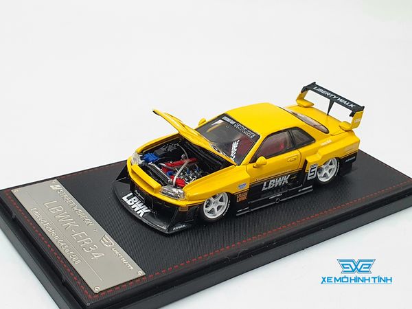 Xe Mô Hình Nissan Openable LBWK GTR ER34, Yellow #5 1:64 Street Weapon ( Vàng )