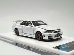 Xe mô hình Nissan GTR R34 Z-Tune Diecast-Openable Hood 1:64 Time Micro (Trắng) + Fig