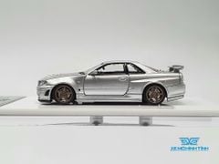 Xe mô hình Nissan GTR R34 Z-Tune Diecast-Openable Hood 1:64 Time Micro (Silver) + Fig