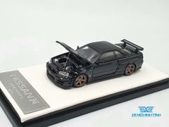 Xe Mô Hình Nissan GTR R34 Z-Tune Diecast-Openable Hood 1:64 Time Micro (Đen)