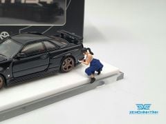 Xe Mô Hình Nissan GTR R34 Z-Tune Diecast-Openable Hood 1:64 Time Micro (Đen) + Fig