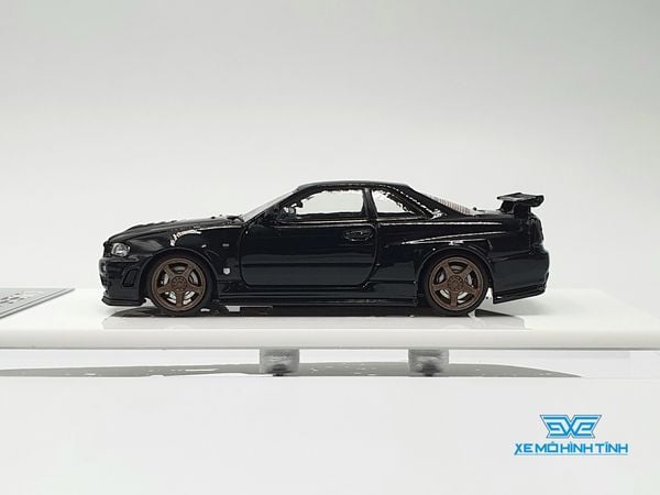 Xe Mô Hình Nissan GTR R34 Z-Tune Diecast-Openable Hood 1:64 Time Micro (Đen) + Fig