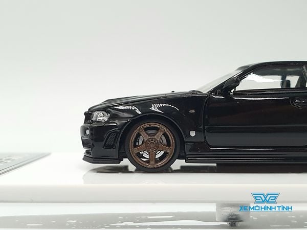 Xe Mô Hình Nissan GTR R34 Z-Tune Diecast-Openable Hood 1:64 Time Micro (Đen) + Fig