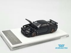 Xe Mô Hình Nissan GTR R34 Z-Tune Diecast-Openable Hood 1:64 Time Micro (Đen) + Fig