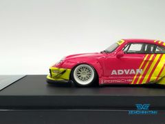 Xe Mô Hình Porsche Rauh Welt 993 Double Wing Advan 1:64 Time Micro (Vàng/Hồng)