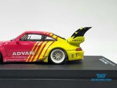 Xe Mô Hình Porsche Rauh Welt 993 Double Wing Advan 1:64 Time Micro (Vàng/Hồng)