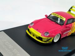 Xe Mô Hình Porsche Rauh Welt 993 Double Wing Advan 1:64 Time Micro (Vàng/Hồng)