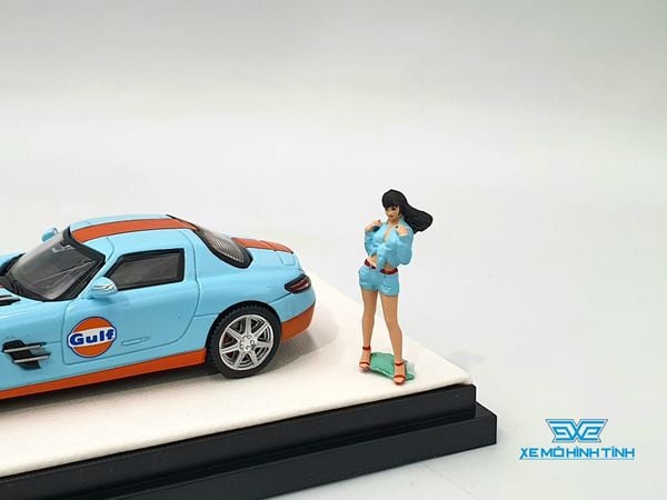 Xe Mô Hình Mercedes-Benz SLS 1:64 Time Micro (Gulf) + Fig