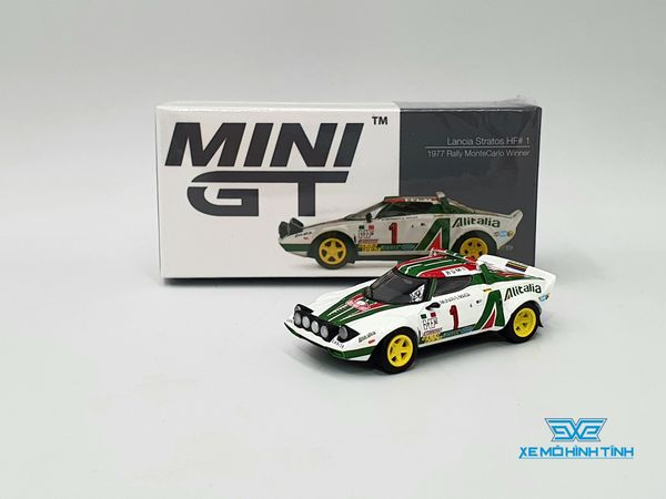 Xe mô hinh Lancia Stratos HF#1 1:64 MiniGT (Trắng mâm vàng)