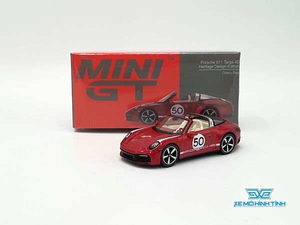 Xe mô hình Porsche 911 Targa 4S Heritage Design Edition Cherry Red LHD 1:64 MiniGT (Đỏ)