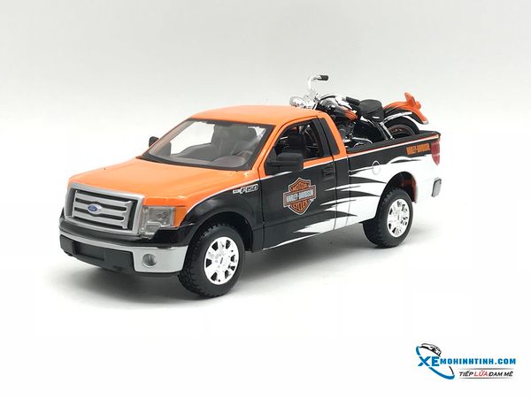 Xe Mô Hình FLH Duo Glide Ford F-150 STX 1958 1:24 Maisto ( Cam - Đen - Bạc )