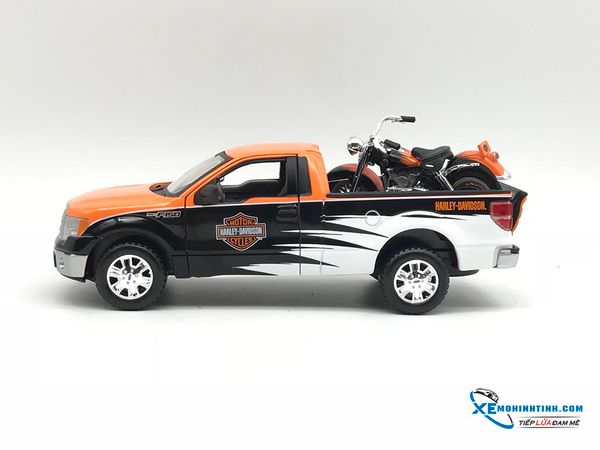 Xe Mô Hình FLH Duo Glide Ford F-150 STX 1958 1:24 Maisto ( Cam - Đen - Bạc )