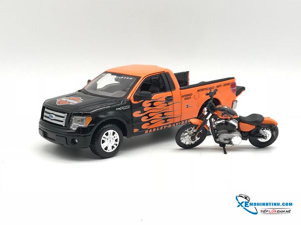 Xe Mô Hình Harley-Davidson Ford F150 STX Pickup Truck 2007 XL 1200N Nightster 1:24 Maisto ( Cam )