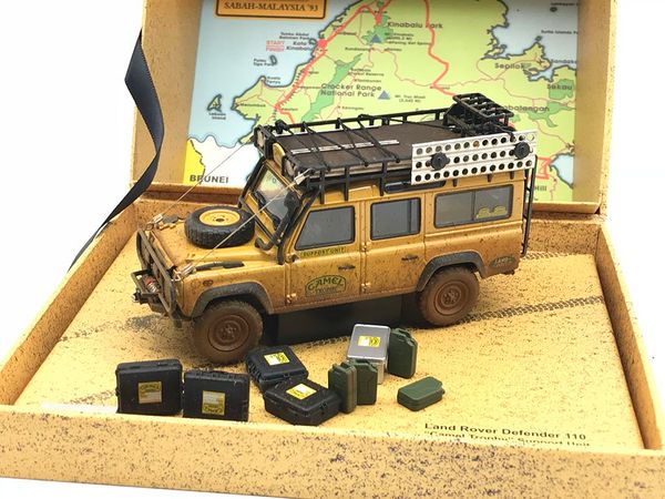 Xe Mô Hình Land Rover Defender 110 ''Camel Trophy'' 1993 1:43 Almost Real ( Vàng Bụi - 4 cửa )