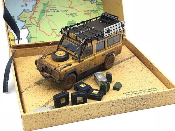 Xe Mô Hình Land Rover Defender 110 ''Camel Trophy'' 1993 1:43 Almost Real ( Vàng Bụi - 4 cửa )