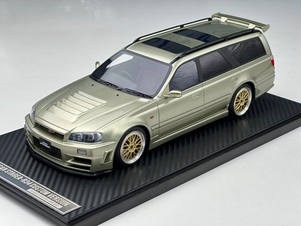 Xe Mô Hình Nissan Stagea- R34 Custom Version Limited 66 pcs 1:18 Ivy Model ( Gold )