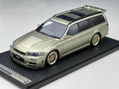 Xe Mô Hình Nissan Stagea- R34 Custom Version Limited 66 pcs 1:18 Ivy Model ( Gold )