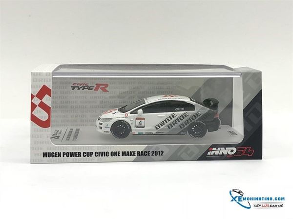 Xe Mô Hình Honda Civic Type-R FD2 #4 ''BRIDE'' Magen Power Cup Civic One Make Race 2012 1:64 Inno Model ( Trắng )