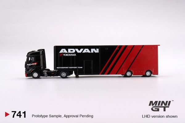 Xe Mô Hình Mercedes-Benz Actros w/ Racing Transporter ADVAN 1:64 MINIGT
