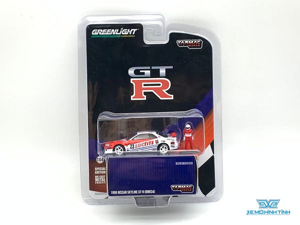 Xe Mô Hình Nissan Skyline GT-R (BNR34) 1999 1:64 Green Light ( Trắng Đỏ )