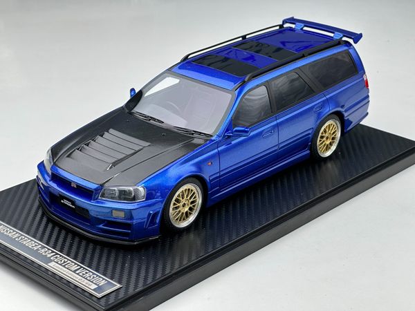 Xe Mô Hình Nissan Stagea- R34 Custom Version Limited 66 pcs 1:18 Ivy Model ( Xanh Dương )