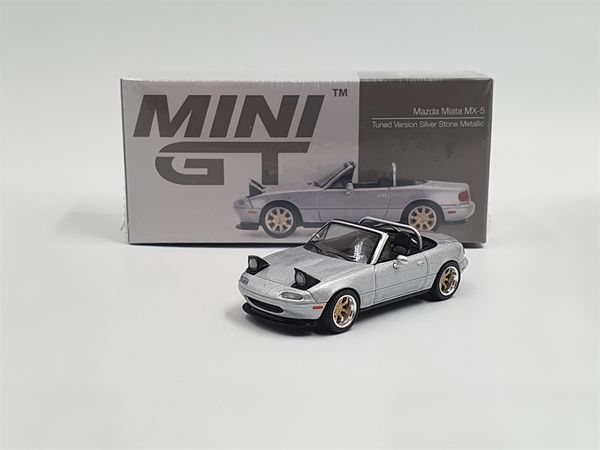 Xe Mô Hình Mazda Miata MX-5 (NA) Tuned Version Silver Stone Metallic LHD 1:64 MiniGT (Xám)