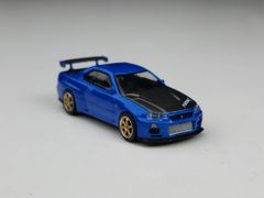 Xe Mô Hình Nissan Skyline GT-R (R34) Top Secret Bayside Blue RHD 1:64 MiNiGT ( Xanh )