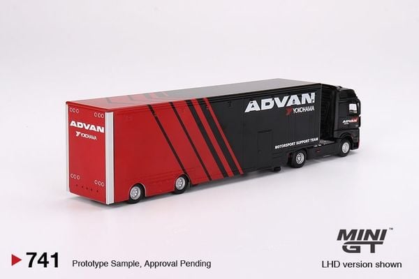 Xe Mô Hình Mercedes-Benz Actros w/ Racing Transporter ADVAN 1:64 MINIGT