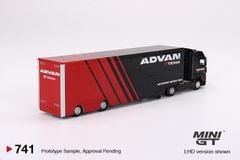 Xe Mô Hình Mercedes-Benz Actros w/ Racing Transporter ADVAN 1:64 MINIGT