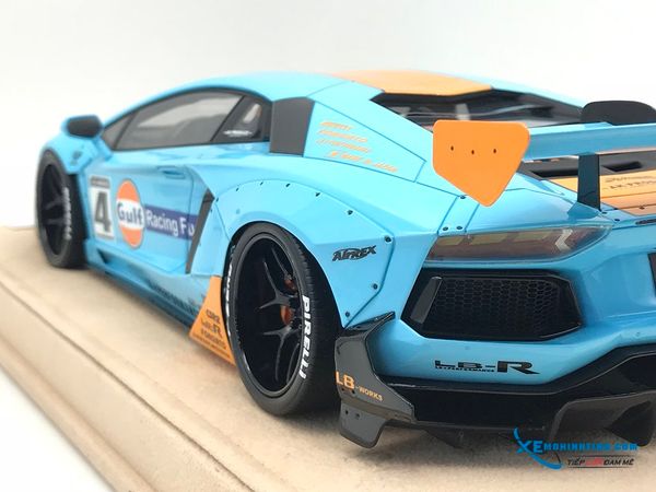 Xe Mô Hình LB Performance Lamborghini Aventador 2.0 Liberty Walk 1:18 ( Xanh dương sọc cam )