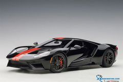 1/18 FORD GT 2017 (SHADOW BLACK/ORANGE STRIPES)