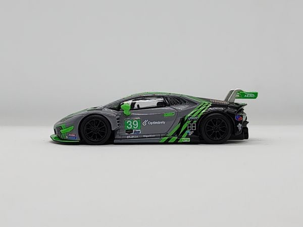 Xe Mô Hình Lamborghini Huracan GT3 Evo #39 2022 Imsa Road America 2nd Place LHD 1:64 MiniGT ( Xám/Xanh )