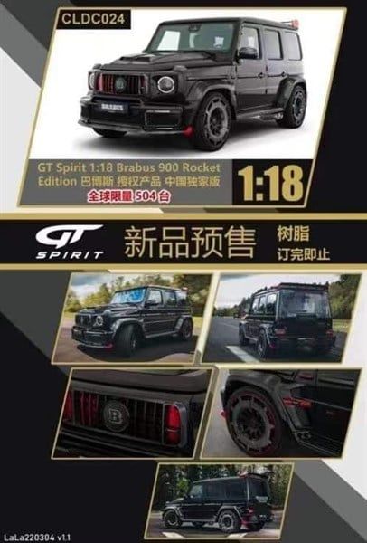 Xe Mô Hình Mercedes-Benz G63 Brabus G900 Rocket Black 1:18 GTSpirit (Đen)